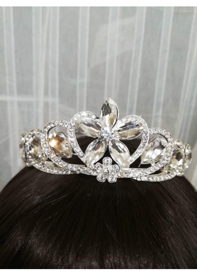 Нежна корона с големи кристали с цвете Queen Violet